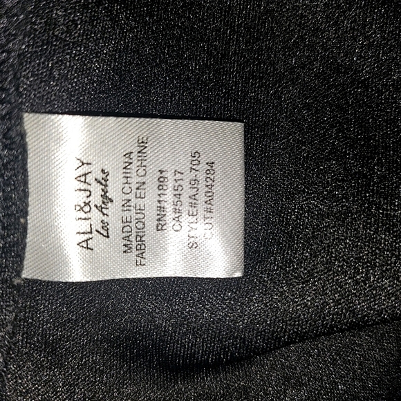 ALI & Jay black gold copper sequins stripes deep V back mini dress size medium - Picture 10 of 11